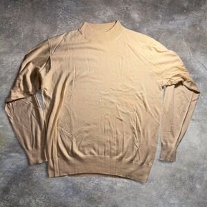 Neiman Marcus Exclusive Silk Cashmere Mock Neck Sweater Mens XL Tan Cream